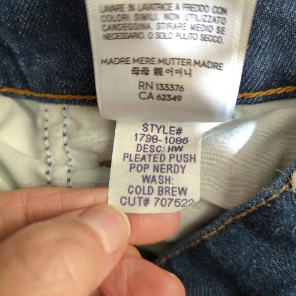 Mother Snacks Jeans Womens 29 Blue Pleated Push Pop Nerdy Cold Brew High Rise - Picture 3 of 11